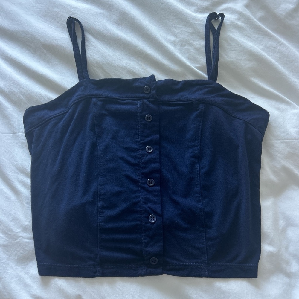 Pacsun navy blue button up tank top